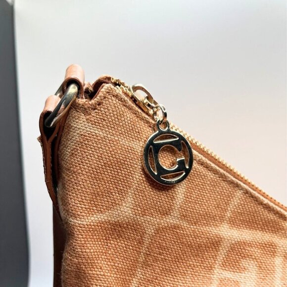 GHERARDINI TAN BEIGE GIRAFFE ANIMAL PRINT CANVAS LEATHER COMBO SHOULDER BAG - OS - Picture 7 of 10